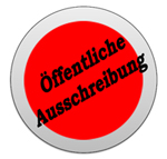 Symbolbild Roter Kreis mit dem Titel Öffentliche Ausschreibung